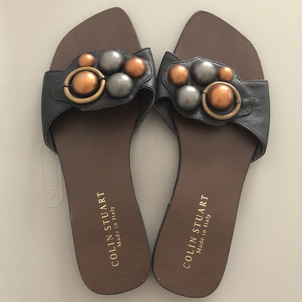 VS Colin Stuart black leather sandals Italy 6.5